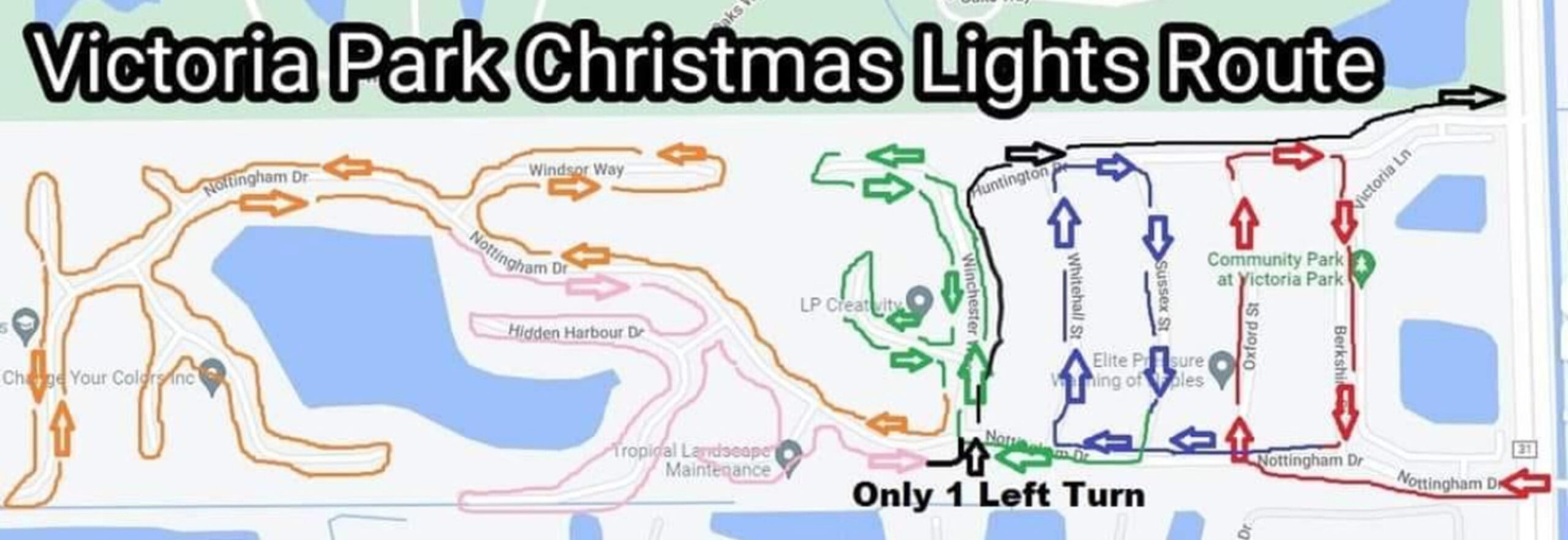 Victoria Park Christmas Lights Route