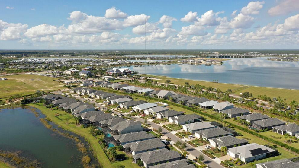 Residential neighborhood and solar farm at Babcock Ranch showing 2025 growth.
