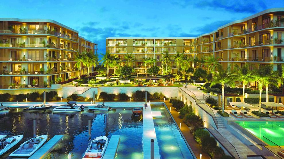 Architectural rendering of The Halcyon Residences & Marina, a key luxury Naples development project on Davis Boulevard.