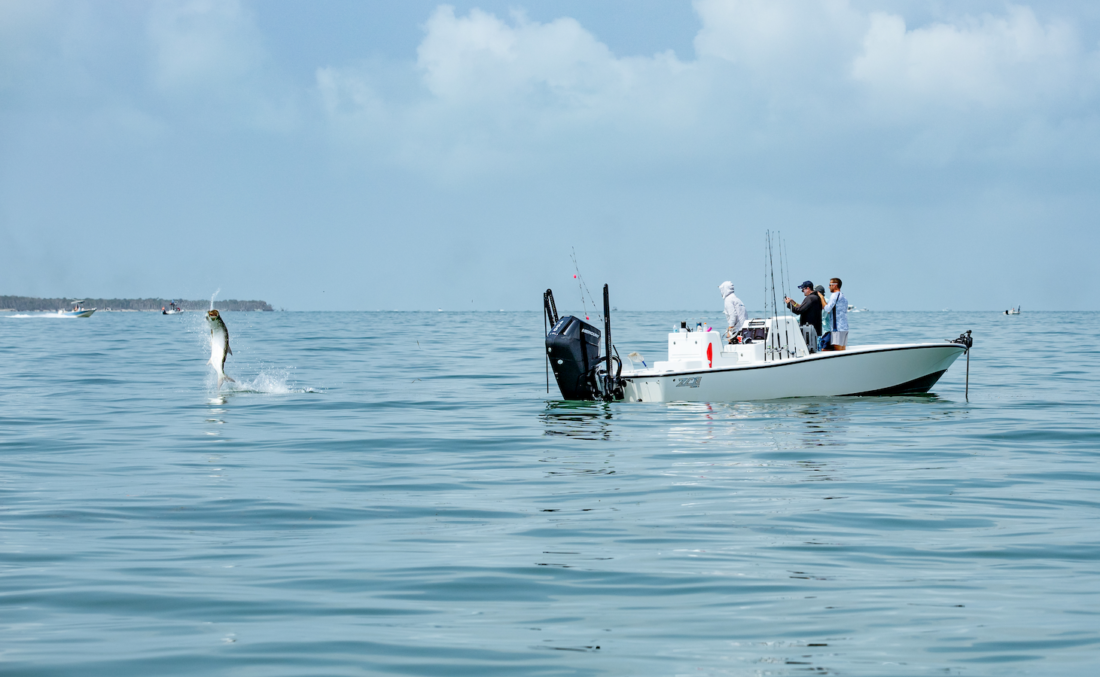 Anglers competing in the South Seas Tarpon Tournament on the Gulf.