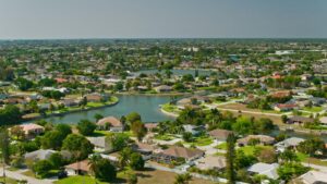 Residential neighborhood in Southwest Florida representing market shifts in Cape Coral foreclosure rates.