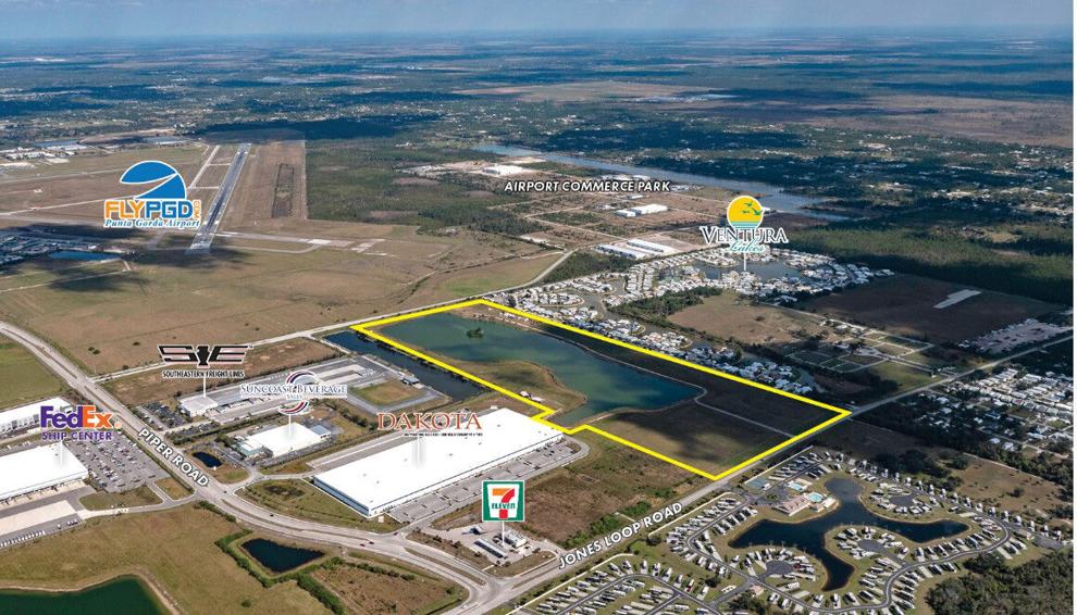 Site rendering for the Jones Loop Oasis industrial project near Punta Gorda Airport.