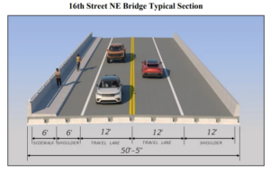 Graphic mapping out the new infrastructure and corridor improvements for the Golden Gate Estates bridge contract.